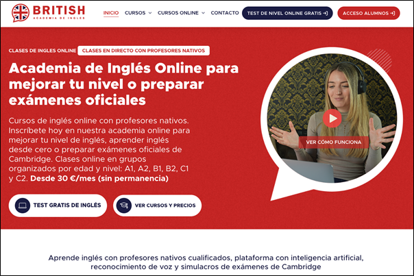 home de British Academia de Inglés